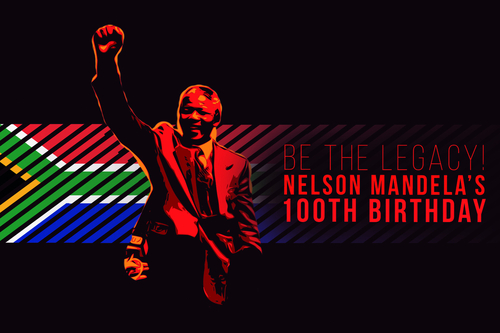 Cover des Veranstaltungsflyers: Nelson Mandelas hundertster Geburtstag, am 16.Oktober 2018 in der Friedrich-Ebert-Stiftung in Berlin.