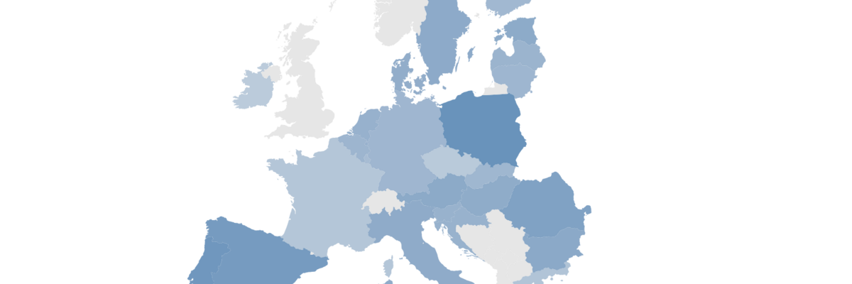 Karte der EU mit eingefärbten Ländern zu den Wahlen 2024