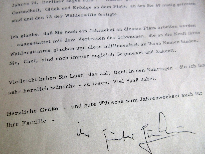 Brief von G. an Willy Brandt, 27. Dezember 1973