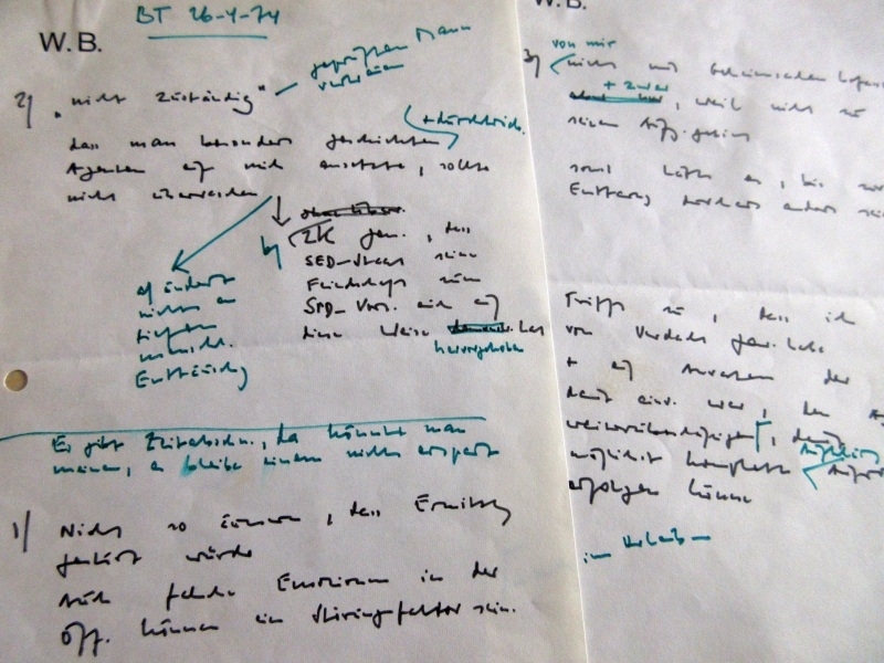 Willy Brandts Notizen für seine Erklärung im Deutschen Bundestag, 26. April 1974