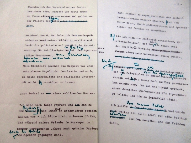 Willy Brandts Redemanuskript, 8. Mai 1974
