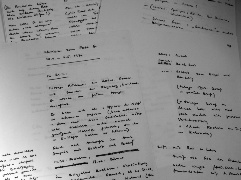 Willy Brandts Manuskript ''Notizen zum Fall G.'', 1974