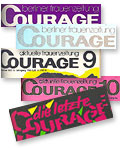 Collage verschiedener Titel der Frauenzeitung Courage