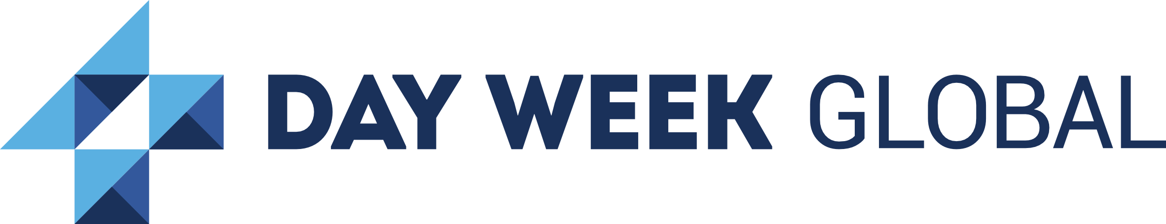 Logo von 4 Day Week Global, dunkelblaue Schrift auf weißem Grund