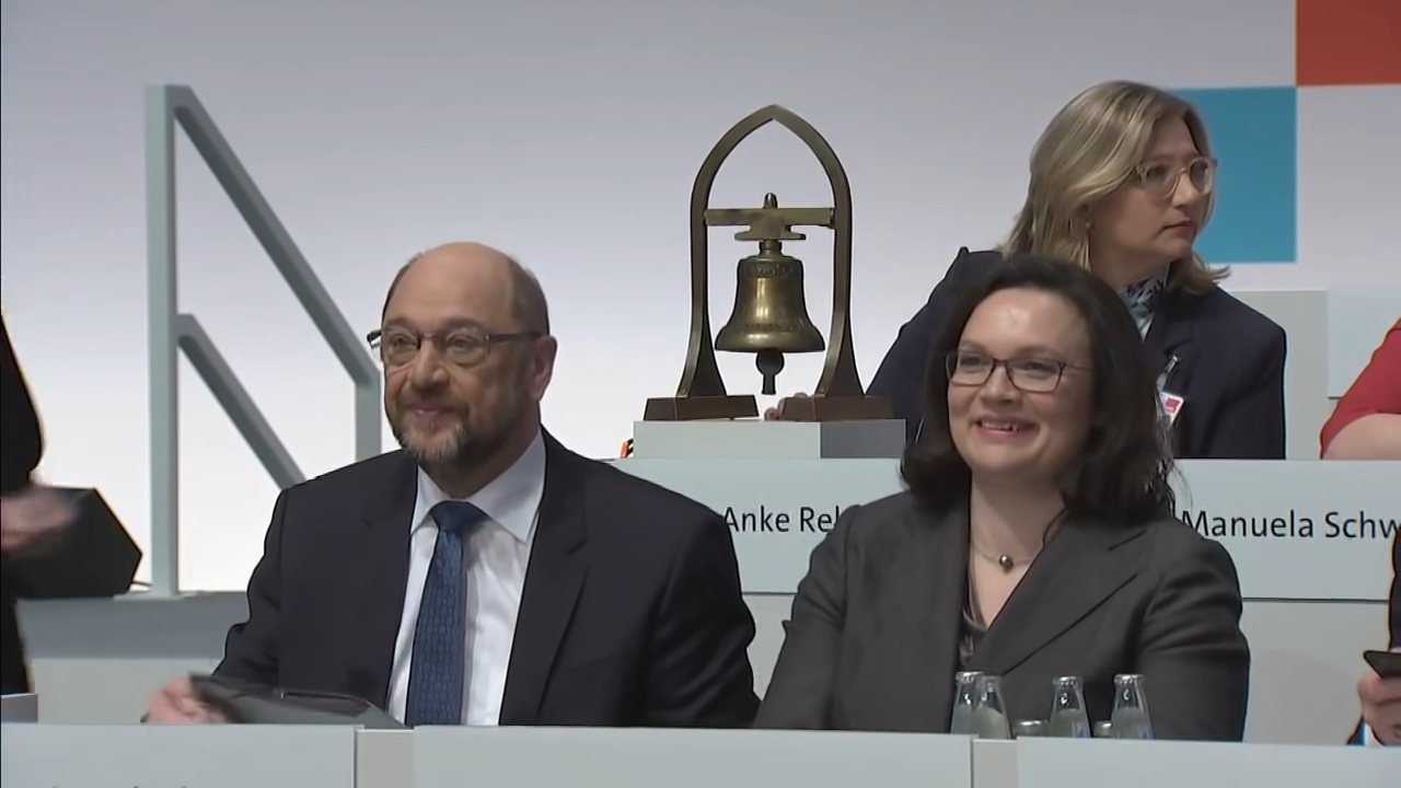 SPD-Parteitag in Berlin, 07.-09.12.2017: Martin Schulz, Andrea Nahles, Anke Rehlinger