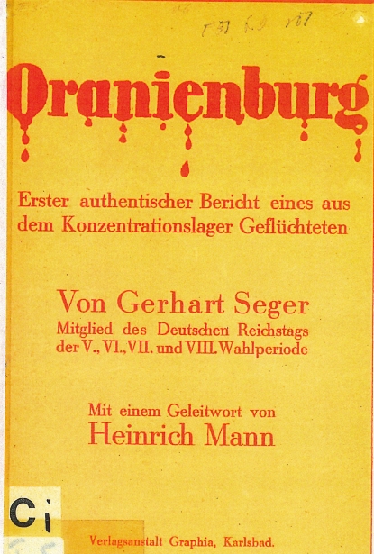Buchcover: Gerhart Seger "Oranienburg"