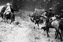 von Public domain, via Wikimedia Commons
Nach der Niederschlagung des zentralasiatischen Aufstands flüchten Kirgisen nach China, 1916