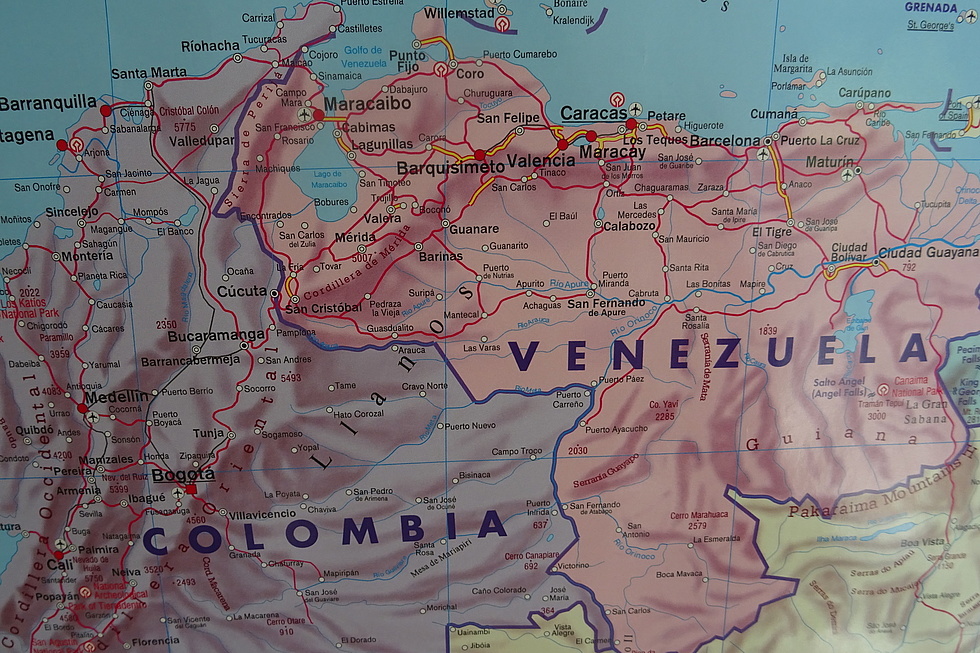 Landkarte der Grenzregion Kolumbien-Venezuela