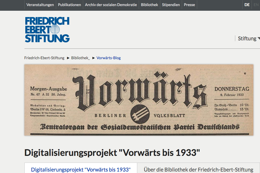 Startseite "Vorwärts-Blog"