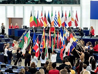 Flaggen aller EU-Mitgliedsstaaten, zum Arbeitsbereich Demokratisches Europa