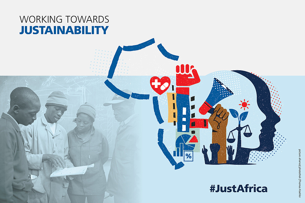 Logo JustAfrica. Working Towards Stability. Beschäftigung in Afrika