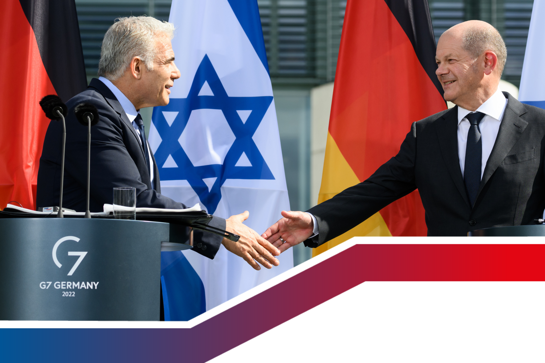 Der ehemalige israelische Premier Yahir Lapid und Bundeskanzler Olaf Scholz in Berlin im September 2022. 