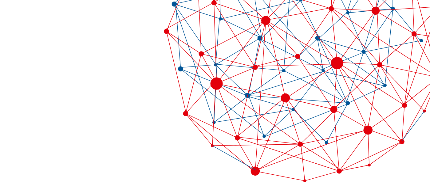 Grafik zeigt miteinander über Knotenpunkte verbundene Striche, die eine weltähnliche Gestalt ergeben.