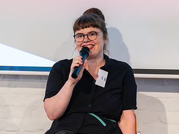 Eva Müller auf dem Podium