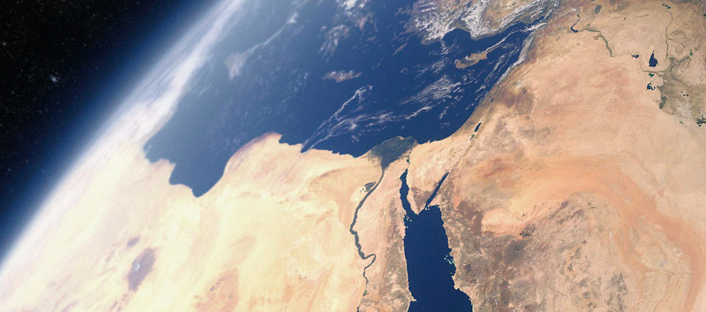 Die Region des Nahen Ostens im Satellitenbild.}