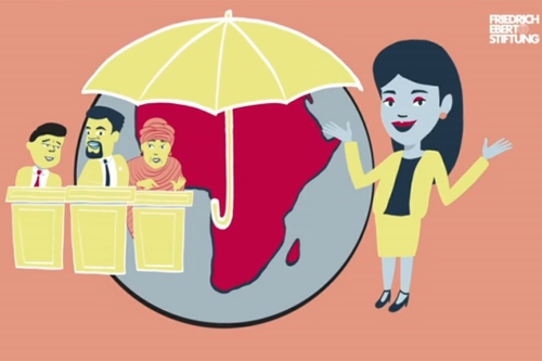 APSA Szenario Grafik. Regenschirm über Kontinent Afrika