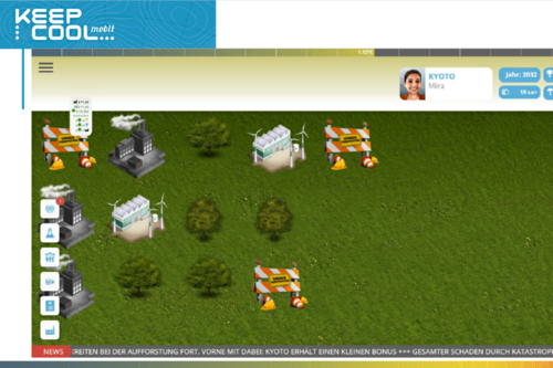 Ausschnitt aus dem Onlinespiel: grüne Wiese, Baustellen