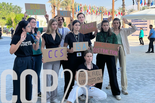 Protest gegen Carbon Capture and Storage von Klimaaktivist_innen während der Weltklimakonferenz 