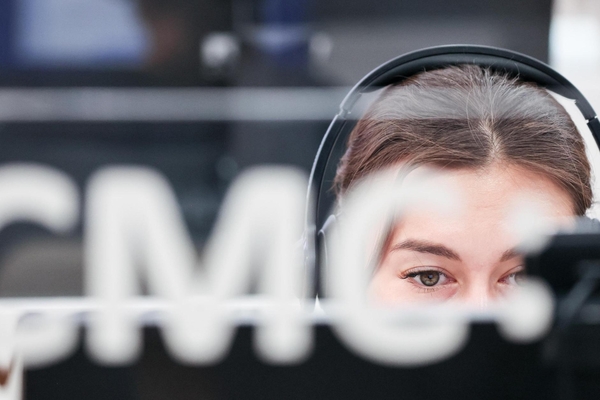 Young woman at a call center