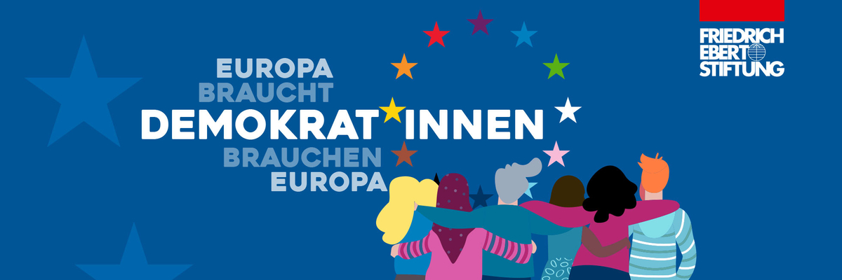 Graphic, einige Frauen als Gruppe mit EU-Logo