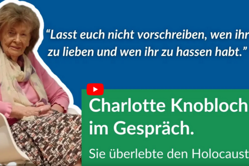 Zeitzeugin Charlotte Knobloch vor Schülerinnen und Schülern in München