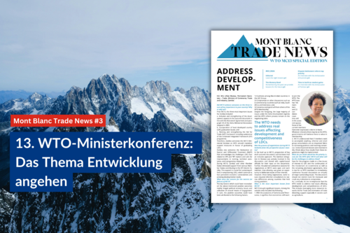 Cover der FES Konferenz-Zeitung: "Mont Blanc Trade News". Im Hintergrund die Sillhouette des Montblanc-Massivs