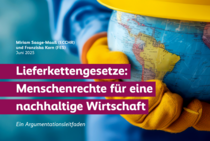 Das Bild zeigt das Titelbild der Publikation mit dem Titel und es ist eine Erdkugel zu sehen, auf die ein gelber Arbeitshelm gesetzt wird und von einer Person mit gelben Arbeitshandschuhen gehalten wird