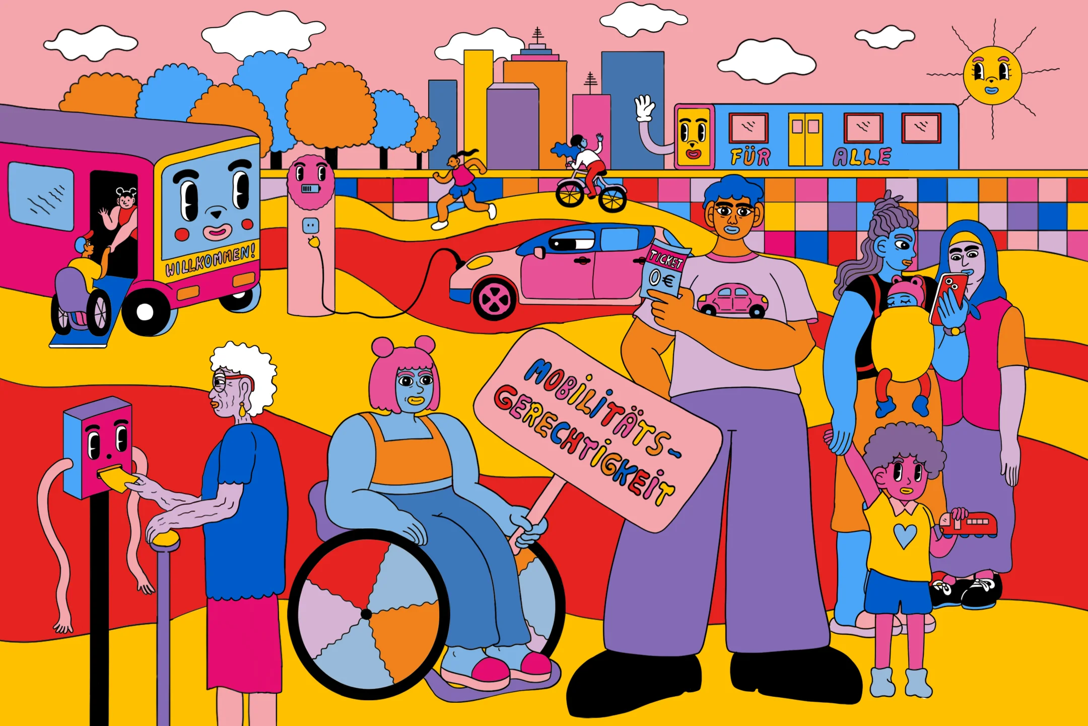 Illustration zum Thema Mobilitätsgerechtigkeit