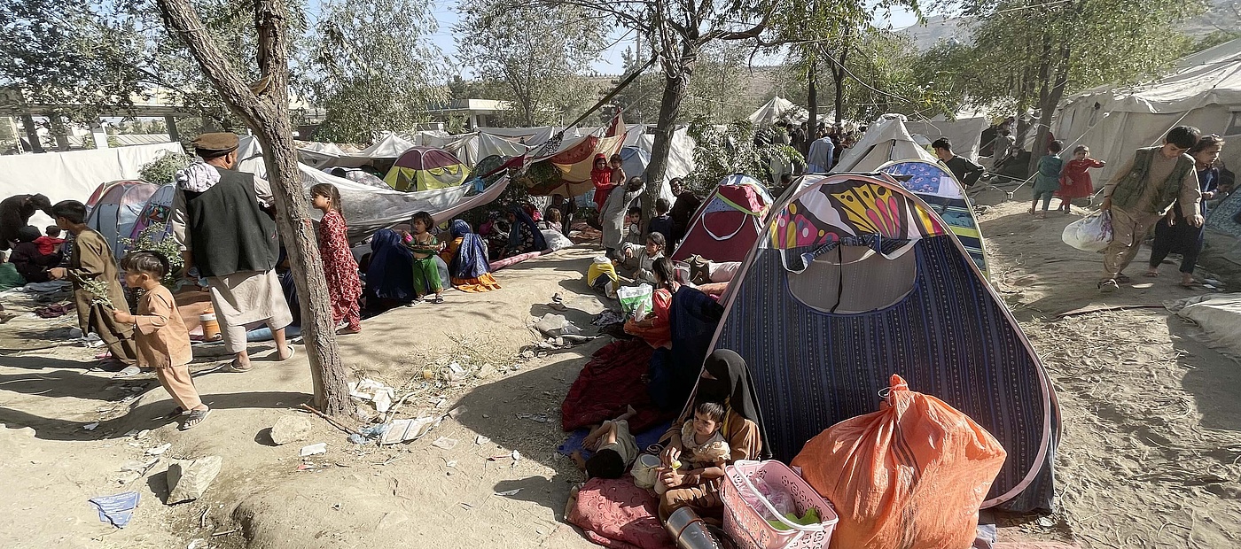 Zelte mit Binnenvertriebenen in einem Park in Kabul, 11. August 2021.