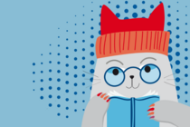 ein katzenähnliches Tier, welches ein Buch liest