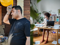 Collage aus Bildern mit Menschen in verschiedenen Arbeitskontexten; z.B. eine männlich gelesene Person auf einer Baustelle, eine weiblich gelesene Person am Schreibtisch und eine Person bei der Gartenarbeit.