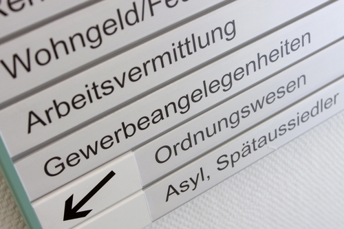 Signpost in a government office