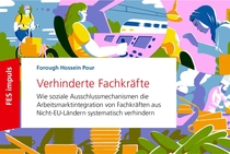 Gemaltes Bild mit Personen bei verschiedenen Tätigkeiten wie Köchin, Lokführerin, Zahnärztin oder Fahrradkurier