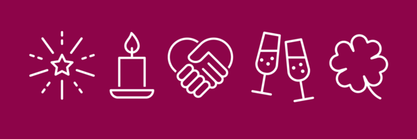 Banner mit Symbolen zu Weihnachten und Silvester