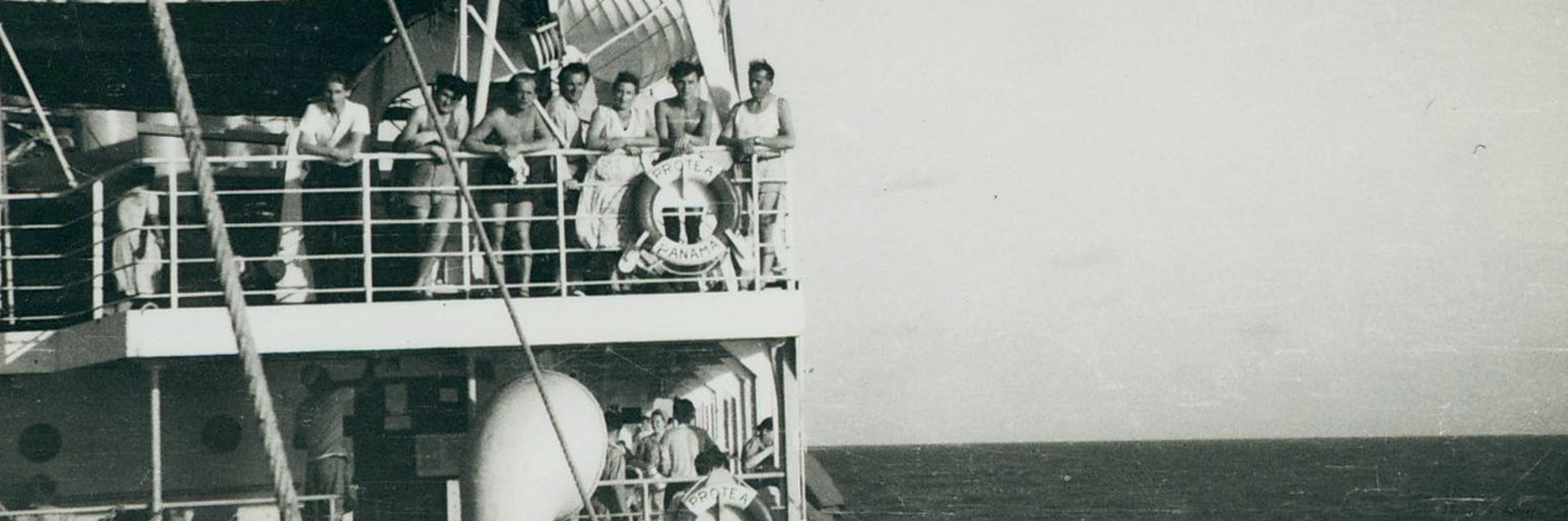 Migranten an Bord der PROTEA, auf der Reise nach Australien, 1948.