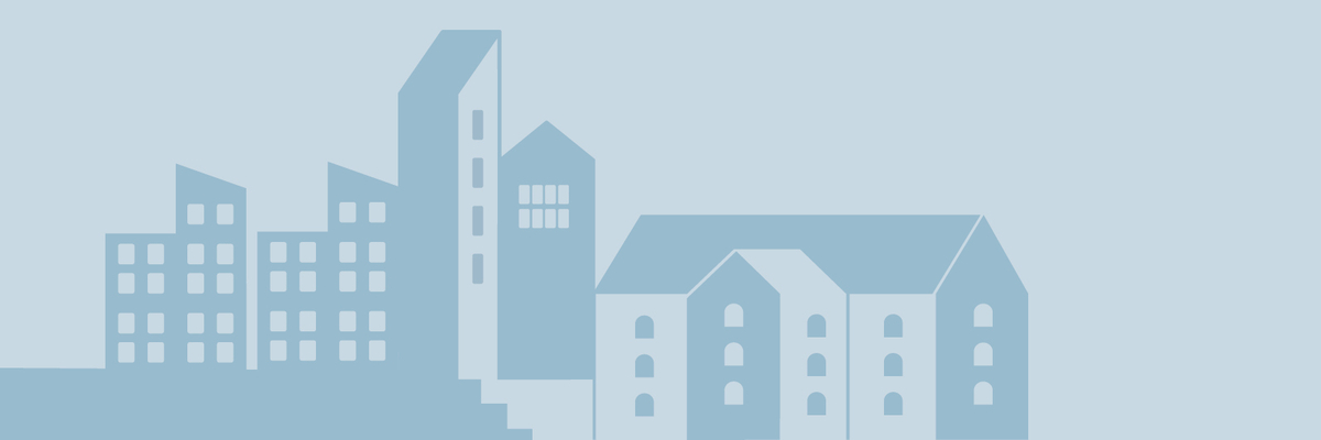 Illustration einer Stadt mit mehreren Wohnhäusern