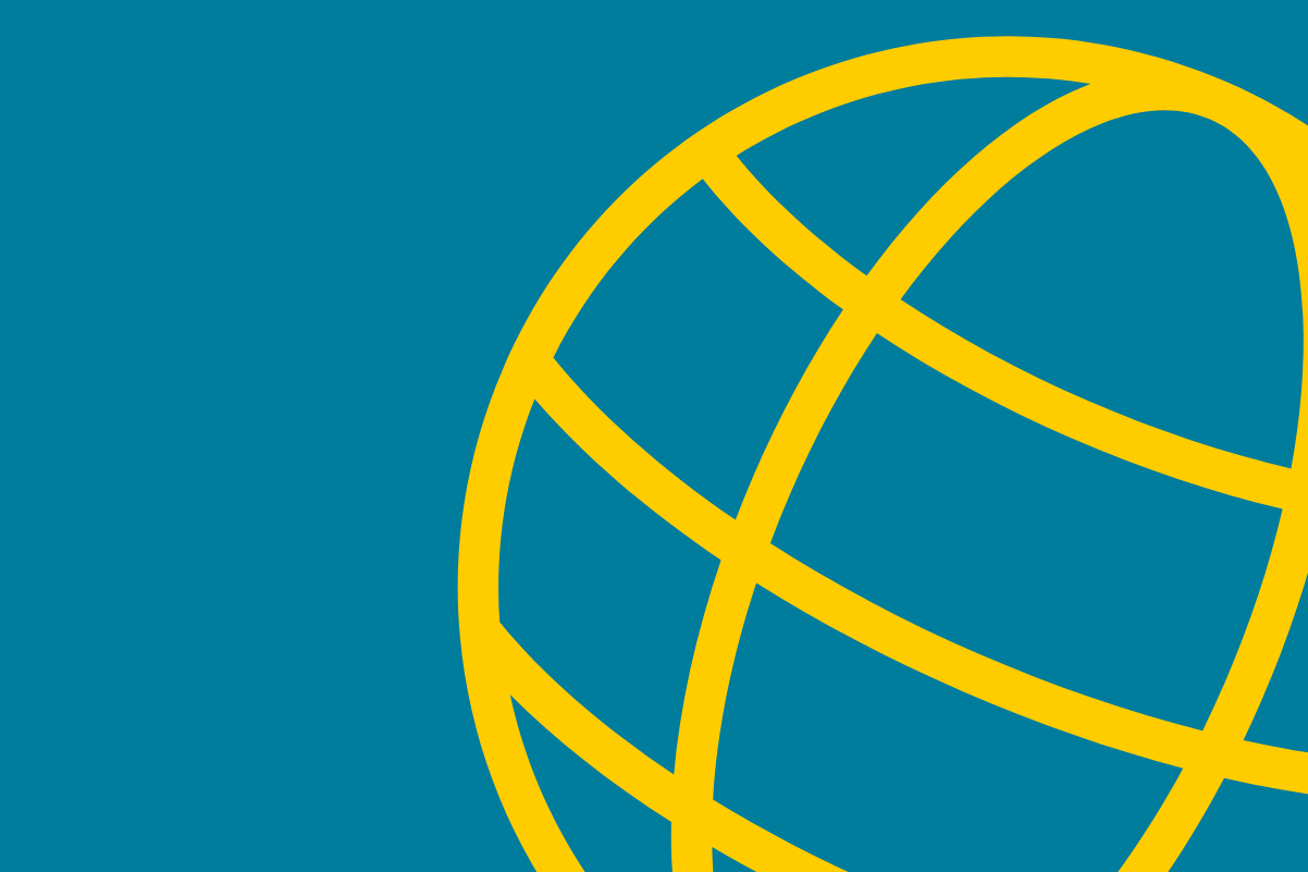 Gelbe Weltkugel auf blauem Hintergrund