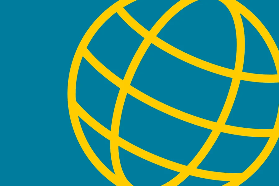 Yellow globe on blue background