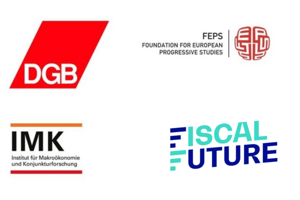 Logos von DGB, IMK, FEPS und Fiscal Future