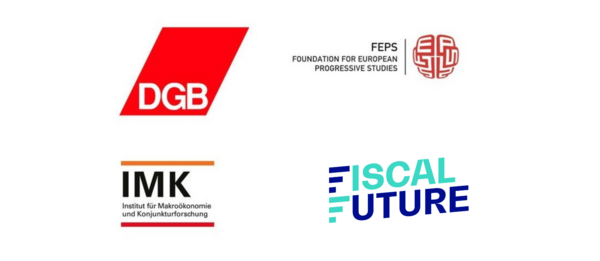 Logos von DGB, IMK, FEPS und Fiscal Future
