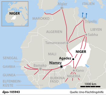 Migration routes through Niger