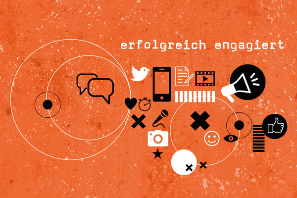 Stilisierte Grafik mit Icons zu verschiedenen Kompetenzen