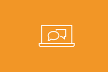 Computer mit Sprechblasen ist abgebildet