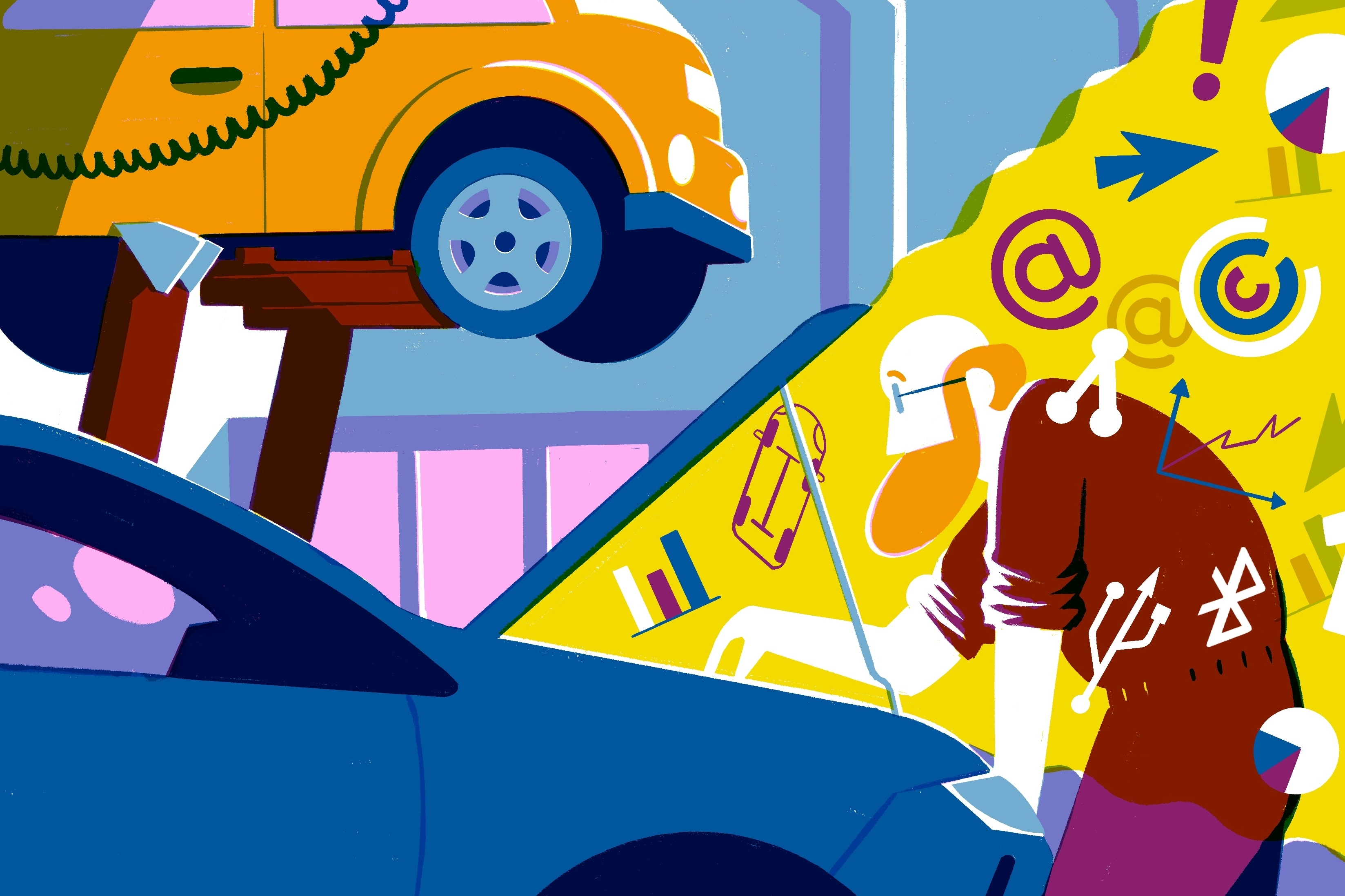 Mann, der in einer Autowerkstatt arbeitet