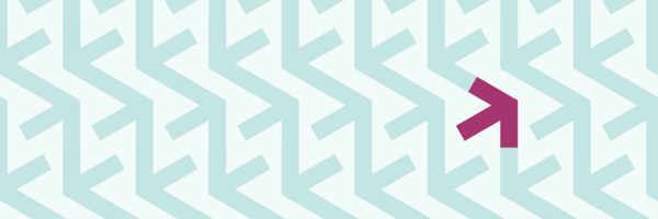 Grafik mit einem Muster aus Pfeilen in Türkis und Lila