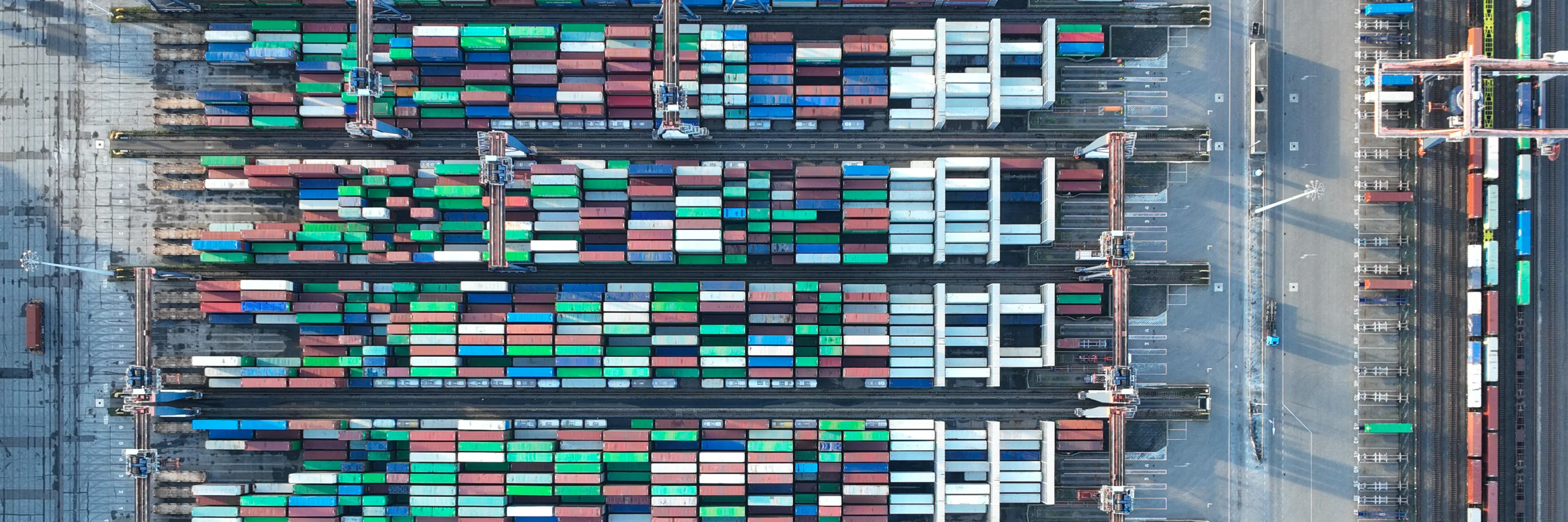 Hundreds of containers at the container port of Rotterdam