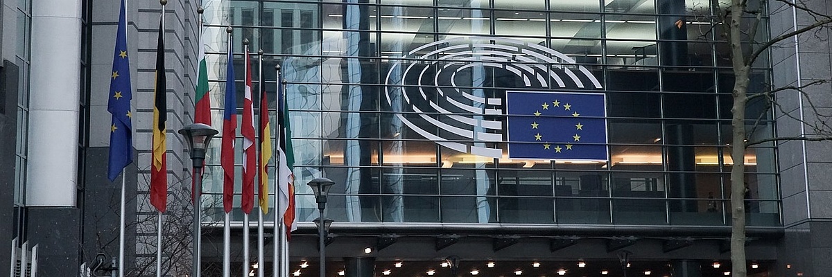 Der Haupteingang des EU-Parlaments in Brüssel.