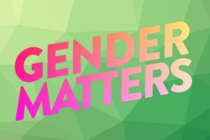 Megaphon in bunten Farben vor grünem Hintergrund mit dem Schriftzug Gender matters