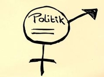 Mars- und Venussymbol in einem. Im gemeinsamen Kreis steht da Wort Politik.