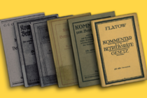 Buchcover der Kommentare Georg Flatows vor gelbem Hintergrund